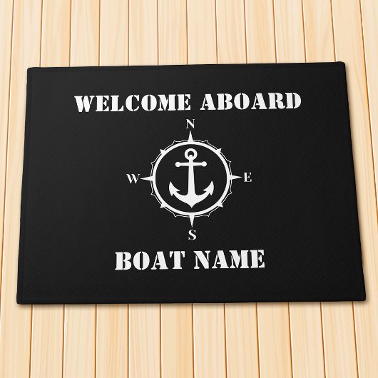 Ihr Name Compass Anker Willkommen an Bord Black Fußmatte