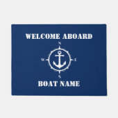 Ihr Name Compass Anker Willkommen an Bord Blue Fußmatte (Vorderseite)