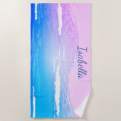 Ihr Name Custom Beach Scene Sommer Ocean Seaside Strandtuch (Vorderseite)