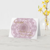 Ihr Name Custom Crystal Rose Quartz Karte (Gelbe Blume)