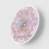 Ihr Name Custom Crystal Rose Quartz Runde Wanduhr (Winkel)