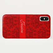 Ihr Name Damask Red iPhone Case (Rückseite (Horizontal))