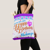 Ihr Name Datum und Alter auf Happy Birthday 2 Seit Tasche (Von Nahem)