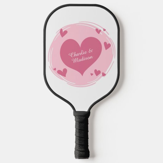 Ihr Name(e) im Herzen Pickleball Schläger (Vorderseite)