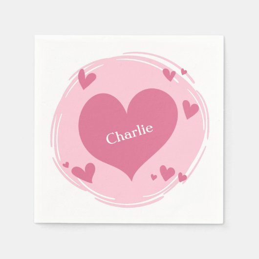 Ihr Name(e) in einem Heart Paper Servietten (Vorderseite)