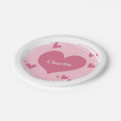 Ihr Name(e) in einem Heart Paper-Teller Pappteller (Schrägansicht)