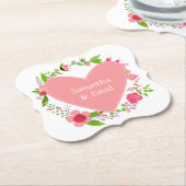 Ihr Name(e) in einem Heart Paper-Untersetzer Untersetzer (angewinkelt)