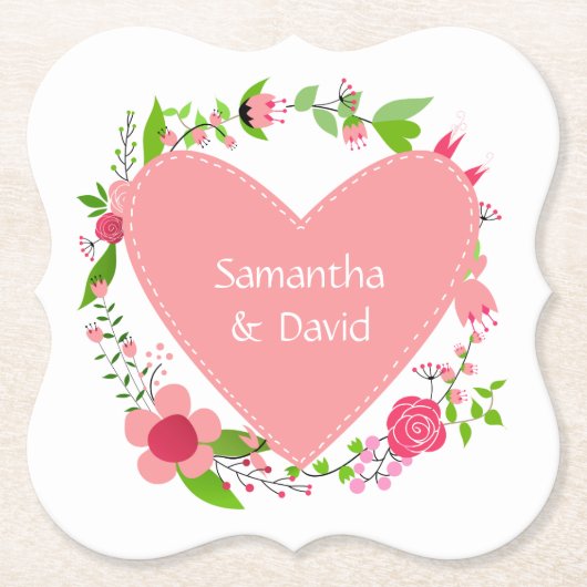 Ihr Name(e) in einem Heart Paper-Untersetzer Untersetzer (Vorderseite)