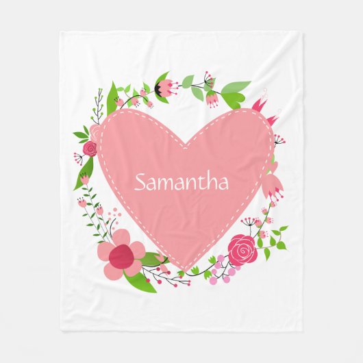 Ihr Name(e) in einem Herzflocken Fleecedecke (Vorderseite)