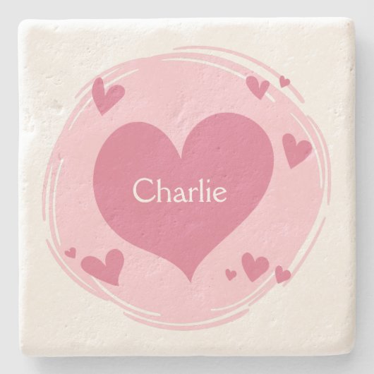 Ihr Name(e) in einem Untersetzer aus Herzsteinen (Vorderseite)