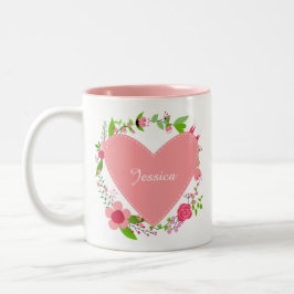 Ihr Name(e) in einer Tasse für Herz und Blume