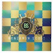 Ihr Name Elegant Gold Monogram Fliese (Vorderseite)