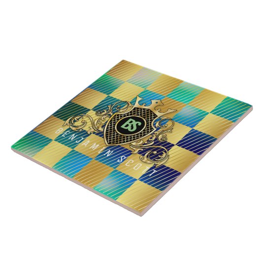 Ihr Name Elegant Gold Monogram Fliese (Seite)