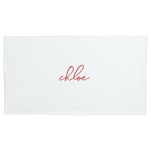 Ihr Name Elegant Red Typografy Script Pillowcase Kissenbezug (Vorderseite-Links)