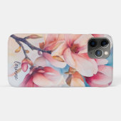 Ihr Name Elegant Rosa Magnolia Blüten Case-Mate iPhone Hülle (Rückseite (Horizontal))
