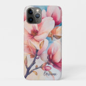 Ihr Name Elegant Rosa Magnolia Blüten Case-Mate iPhone Hülle (Rückseite)