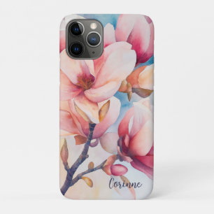 Ihr Name Elegant Rosa Magnolia Blüten Case-Mate iPhone Hülle
