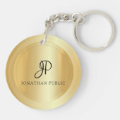 Ihr Name Elegante Imitate Gold Template Monogramm Schlüsselanhänger (Rückseite)