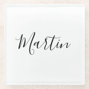 Ihr Name Elegante Schrift Glasuntersetzer