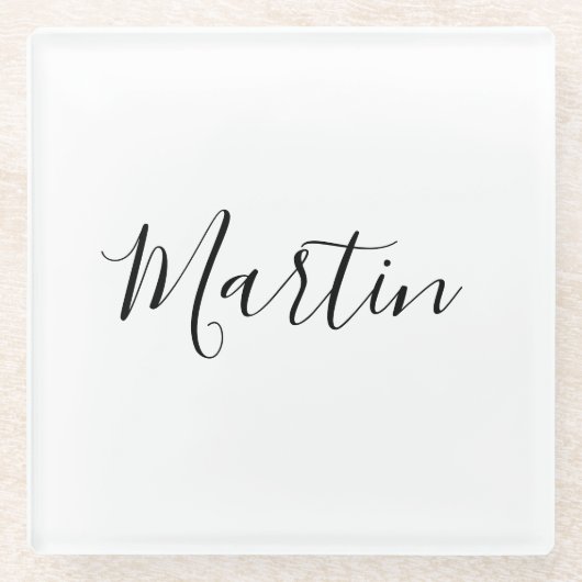 Ihr Name | Elegante Schrift Glasuntersetzer (Vorderseite)