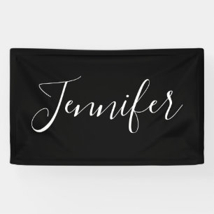 Ihr Name Elegante weiße Schrift auf Schwarz Banner