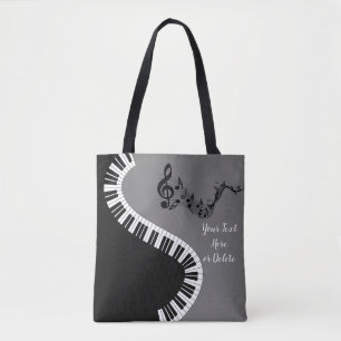 Ihr Name/Farbe Gray Treble Clef Piano Schlüssel M Tasche