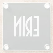 Ihr Name, fett weißer Text | Schwarz Glasuntersetzer (Rückseite)