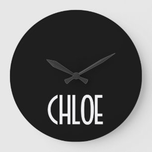Ihr Name, fett weißer Text   Schwarz Große Wanduhr