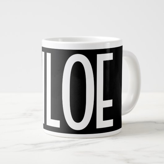 Ihr Name, fett weißer Text | Schwarz Jumbo-Tasse (Vorderseite Rechts)