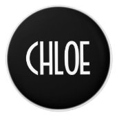 Ihr Name, fett weißer Text | Schwarz Keramikknauf (Vorderseite)