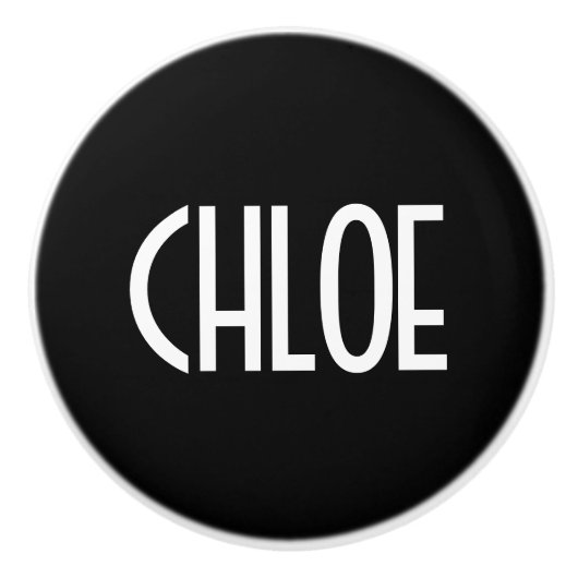 Ihr Name, fett weißer Text | Schwarz Keramikknauf (Vorderseite)