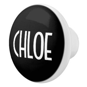 Ihr Name, fett weißer Text   Schwarz Keramikknauf