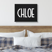 Ihr Name, fett weißer Text | Schwarz Leinwanddruck (Insitu (Schlafzimmer))