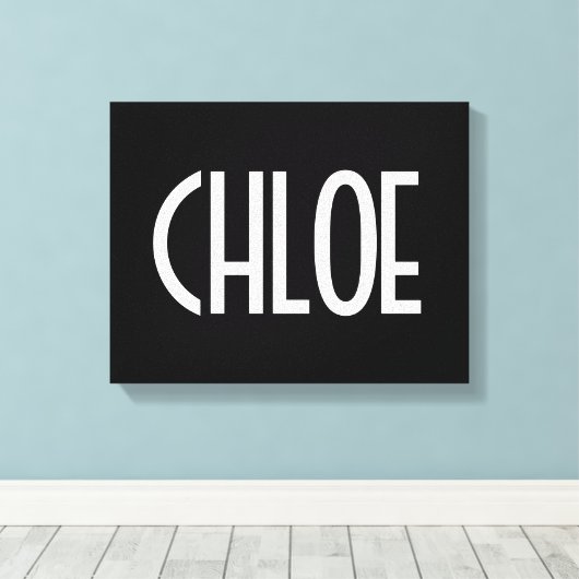 Ihr Name, fett weißer Text | Schwarz Leinwanddruck (Insitu (Holzboden))