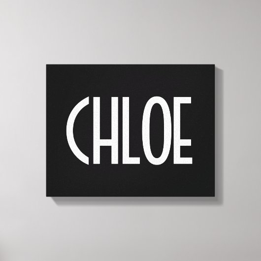 Ihr Name, fett weißer Text | Schwarz Leinwanddruck (Vorderseite)