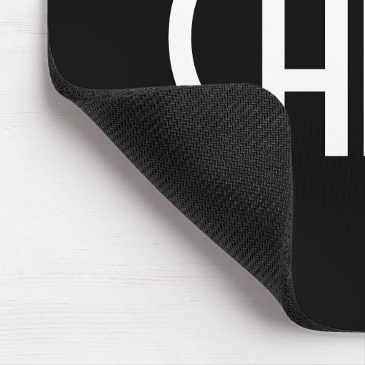 Ihr Name, fett weißer Text | Schwarz Mousepad (Ecke)