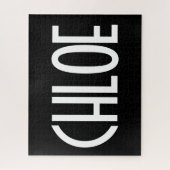 Ihr Name, fett weißer Text | Schwarz Puzzle (Vertikal)