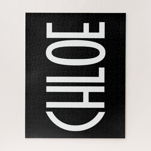 Ihr Name, fett weißer Text | Schwarz Puzzle (Vertikal)