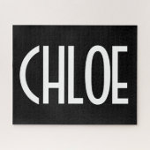 Ihr Name, fett weißer Text | Schwarz Puzzle (Horizontal)