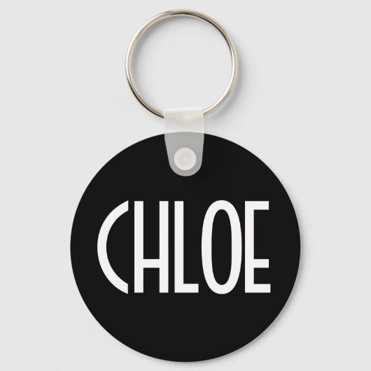 Ihr Name, fett weißer Text | Schwarz Schlüsselanhänger (Vorderseite)