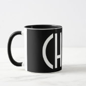 Ihr Name, fett weißer Text | Schwarz Tasse (Links)