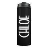 Ihr Name, fett weißer Text | Schwarz Thermosbecher (Vorderseite)