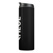 Ihr Name, fett weißer Text | Schwarz Thermosbecher (Nach rechts gedreht)