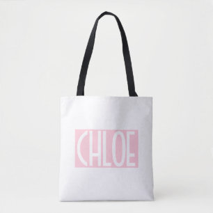 Ihr Name Fetter Weißer Text auf Hellrosa Tasche