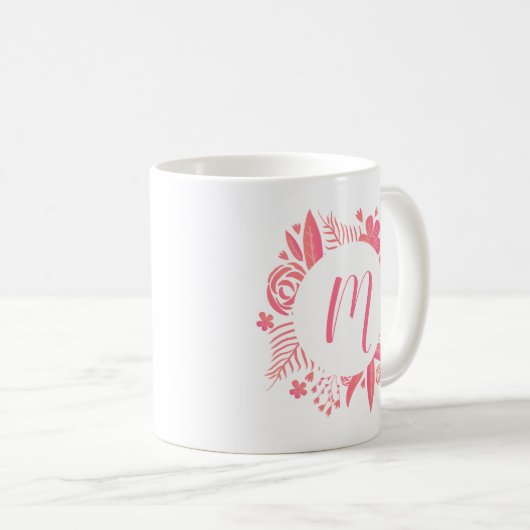 Ihr Name | Floral Monogramm Kaffeetasse (VorderseiteRechts)
