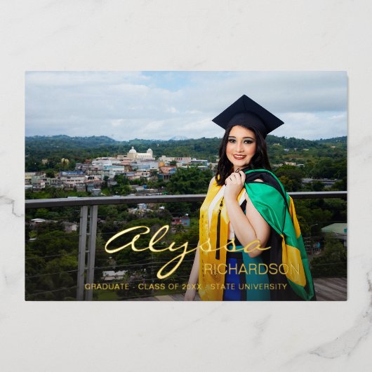 Ihr Name & Foto Graduate Dark Foil Ankündigung (Vorderseite)