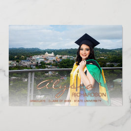 Ihr Name & Foto Graduate White Foil Ankündigung