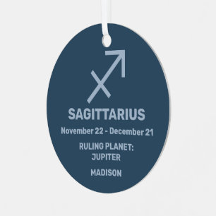 IHR Name & Foto Zodiac Sign Sagittarius Ornament Aus Metall