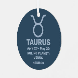 IHR Name & Foto Zodiac Sign Taurus Ornament Aus Metall