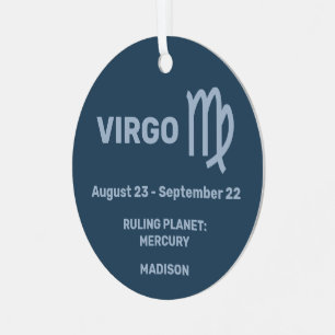 IHR Name & Foto Zodiac Sign Virgo Ornament Aus Metall